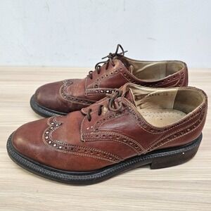 Vintage Brogue Wingtip Shoes Men 10 D Brown Leather LA BOTTEGA Delle Pelli ITALY